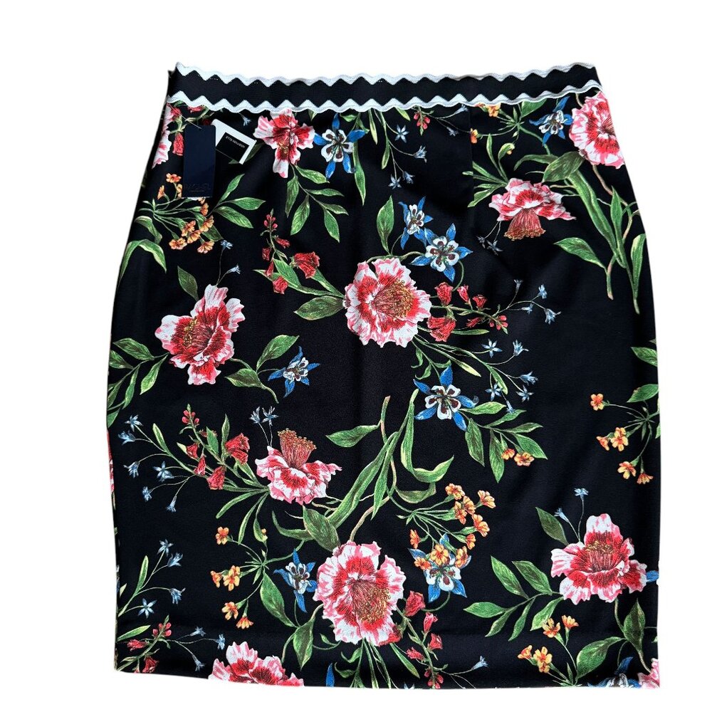 RACHEL Rachel Roy Gretchen Pencil Skirt 2X Dark Floral Stretch Knee Length New